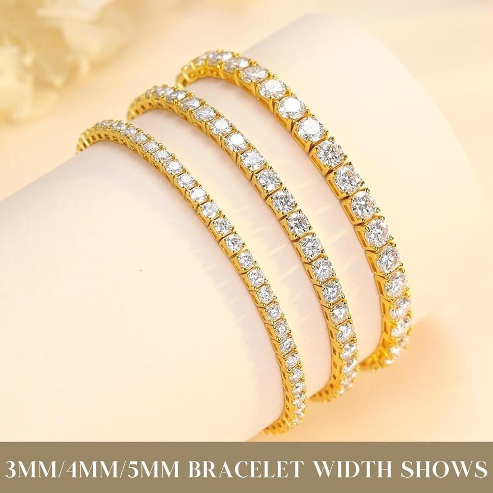 🔥Fancime Tennis Bracelet Women Yellow Carats Lab-Grown Diamond Sterling Jewelry - Picture 5 of 7